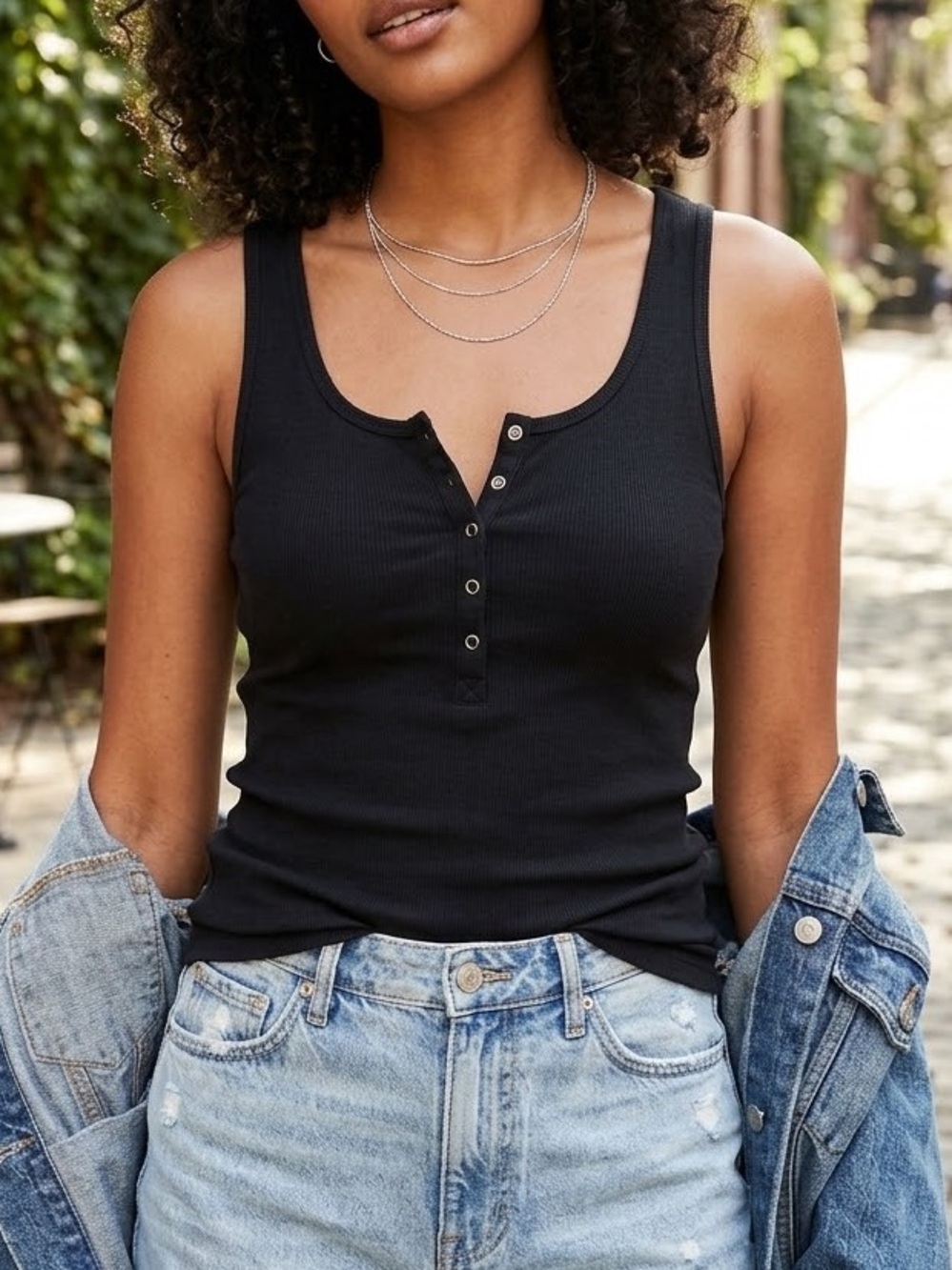 Old Navy Black Ribbed old Navy Tank Top - Size L